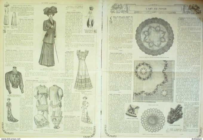 La Mode illustrée journal 1910 n° 10 Toilettes Costumes Passementerie