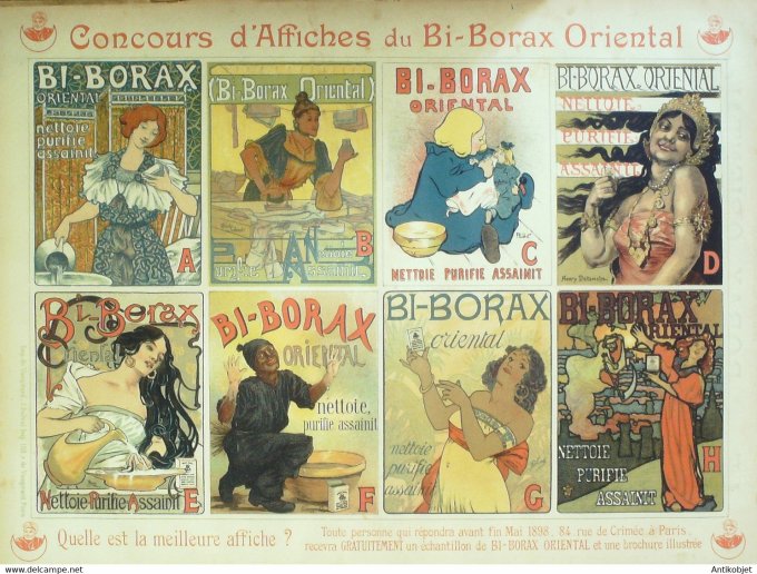 Soleil Du Dimanche 1898 N°16 Choquet Aquarelle Paul Bourget Affiches Bi-Borax