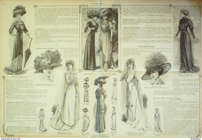 La Mode illustrée journal 1910 n° 10 Toilettes Costumes Passementerie
