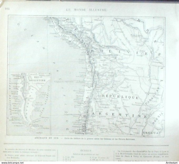 Le Monde illustré 1880 n°1220 Vienne Chili Tacna St-Jacques Compostelle