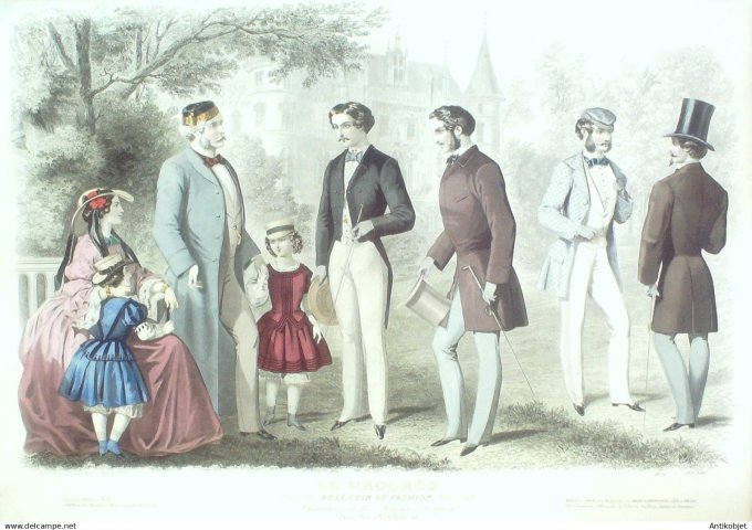 Gravure de Mode originale Le Progres 1856 # 79 (Maison Desprey)