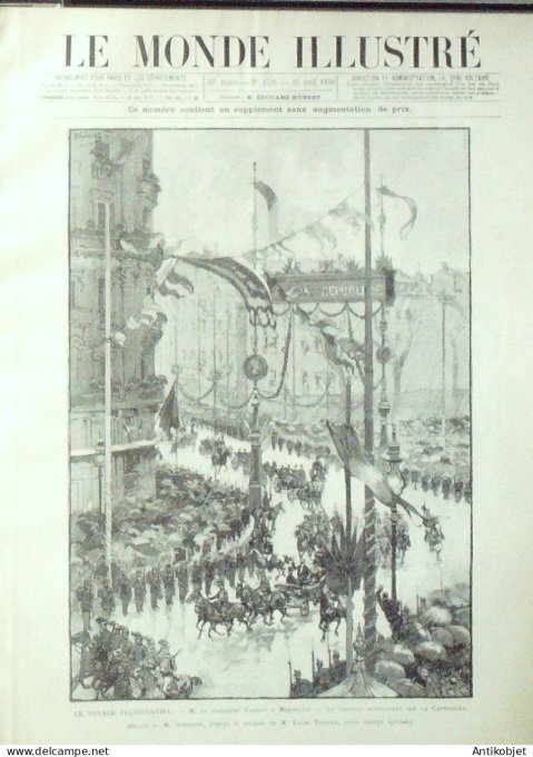 Le Monde illustré 1890 n°1726 Ajaccio (20) Marseille (13) Cannebière Toulon (83) Algérie Tanger