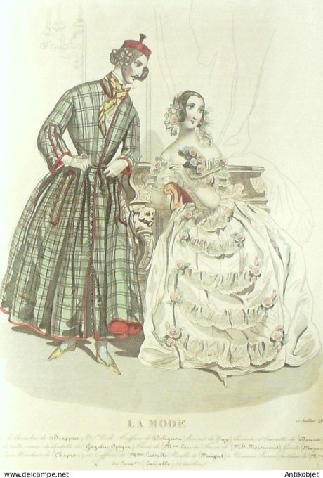Gravure La mode 1841 # 23 (aquarelle old Fashion plate)