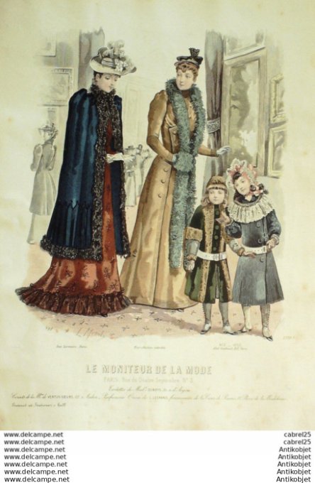 Gravure Mode Le Moniteur 1892 # 02 (Old Fashion plate)