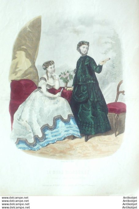 Gravure Mode illustree 1867 # 24 (Old Fashion plate)