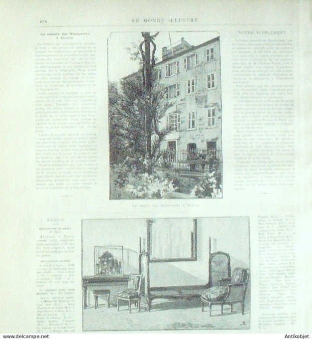 Le Monde illustré 1890 n°1726 Ajaccio (20) Marseille (13) Cannebière Toulon (83) Algérie Tanger