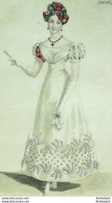 Costume Parisien 1823 # 2126 Robe de tulle et  coques