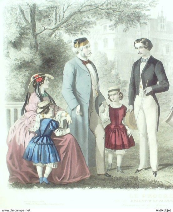 Gravure de Mode originale Le Progres 1856 # 79 (Maison Desprey)
