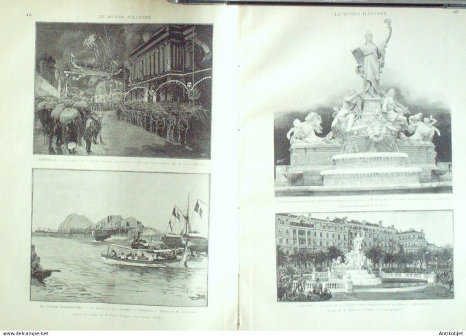 Le Monde illustré 1890 n°1726 Ajaccio (20) Marseille (13) Cannebière Toulon (83) Algérie Tanger