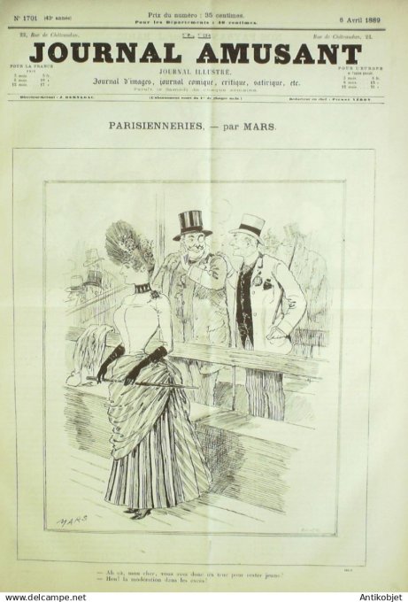 Le Journal Amusant 1889 # 1701 Reouverture de l'hippodrome par Stop