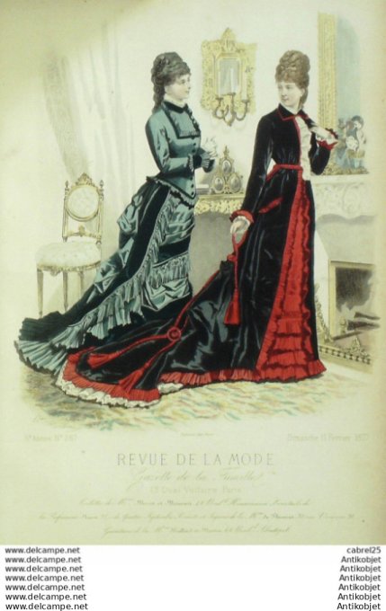 Gravure Mode La Gazette 1877 # 267 (Old Fashion plate)