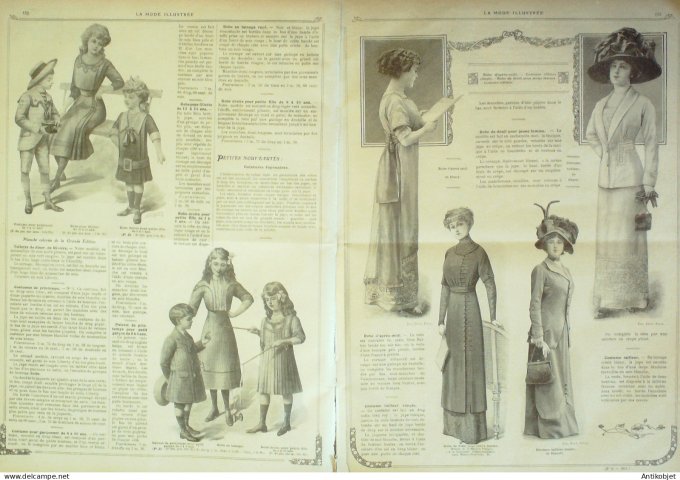 La Mode illustrée journal 1911 n° 08 Toilettes Costumes Passementerie