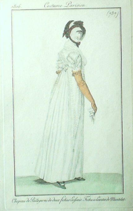 Gravure Mode Costume Parisien 1806 #  737 (eau forte old Fashion plate