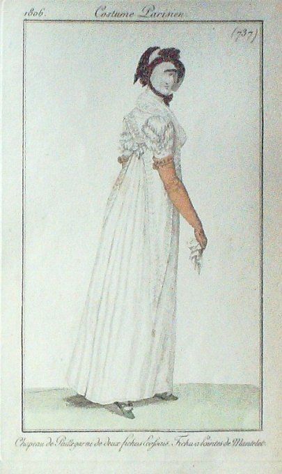 Gravure Mode Costume Parisien 1806 #  737 (eau forte old Fashion plate