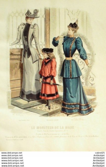 Gravure Mode Le Moniteur 1891 # 46 (Old Fashion plate)