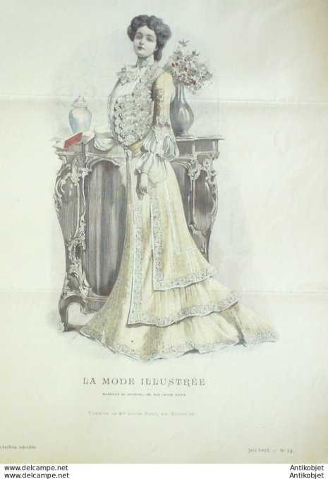 Gravure Mode illustree 1902 # 24 (Old Fashion plate) rare