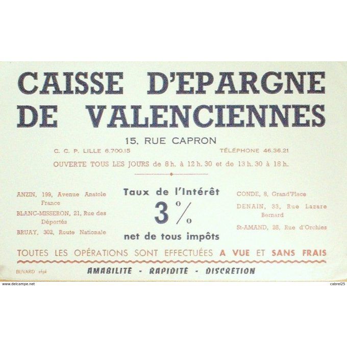 Buvard CAISSE d'EPARGNE Valenciennes