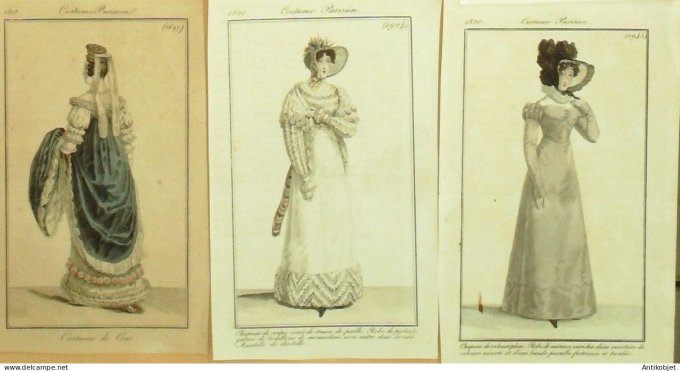 Gravures de mode Costume Parisien 1813 à 1820 Lot 01 9 pièces