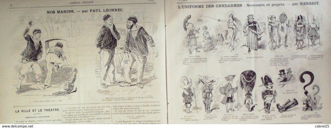 Le Journal amusant 1886 n° 1563  UNIFORMES des DENDARMES HENRIOT PROVINCE STOP