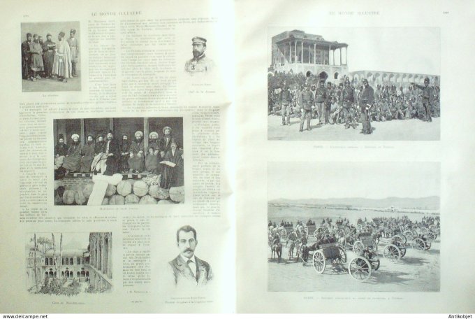 Le Monde illustré 1892 n°1820 Perse Téhéran L'infanterie Palais Shah général Schmitz