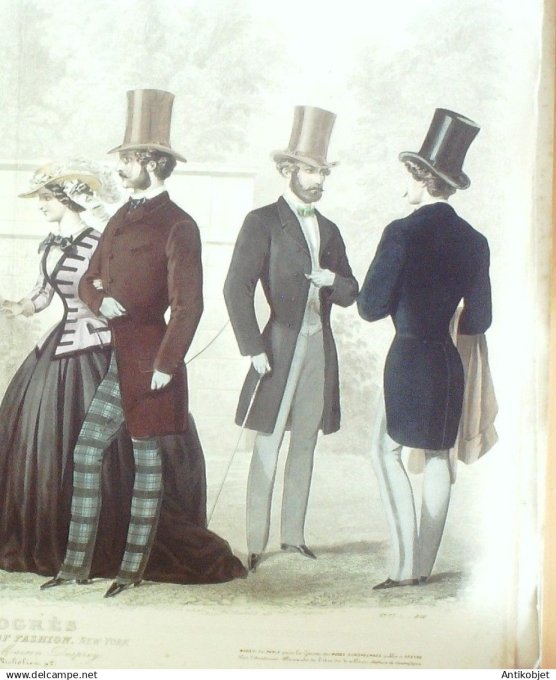 Gravure de Mode originale Le Progres 1856 # 77 (Maison Desprey)