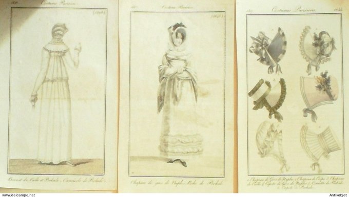 Gravures de mode Costume Parisien 1813 à 1820 Lot 01 9 pièces