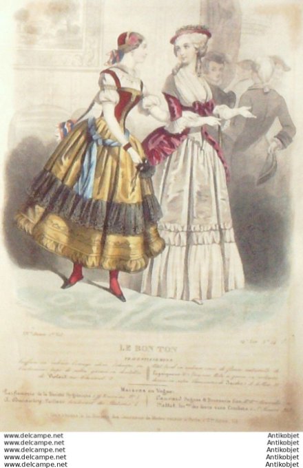 Gravure Mode Le Bon Ton 1847 14 # 24 (aquarelle old fashion plate)