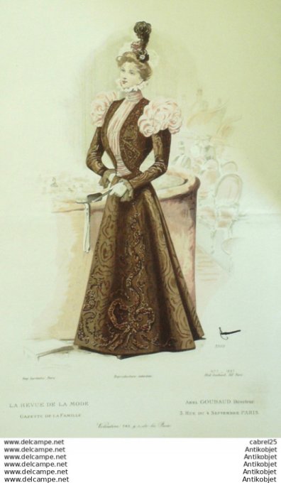 Gravure de mode La Gazette 1897 # 07 Maison Abel Goubaud