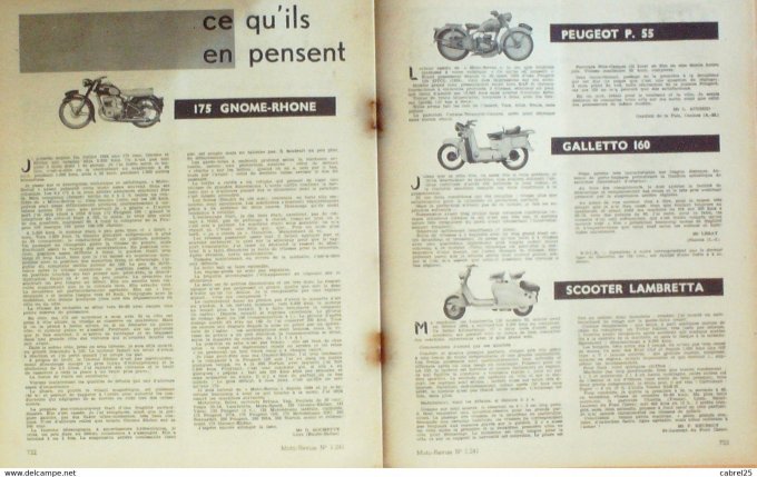 Moto Revue 1955 n° 1241 Baumm Saroléa scooter Lambretta Galleto 160 Peugeot P55