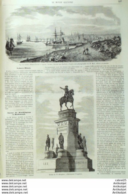 Le Monde illustré 1858 n° 52 Turquie Constantinople Australie Sydney Mines Richmond Virginie Canada 