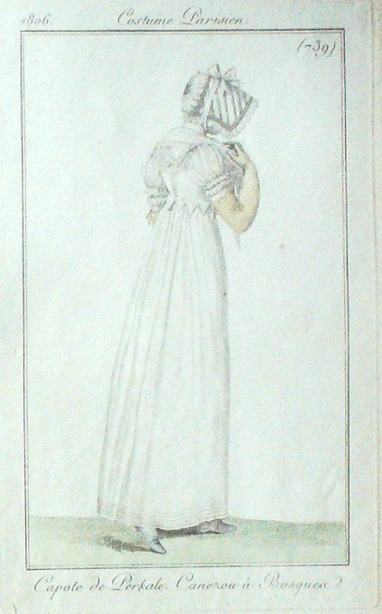 Gravure Mode Costume Parisien 1806 #  739 (eau forte old Fashion plate