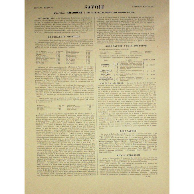 Carte SAVOIE (73) CHAMBERY Graveur LECOQ WALTNER BARBIER 1868