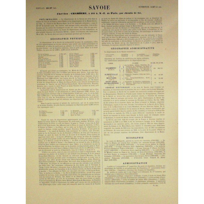 Carte Savoie (73) Chambery Graveur Lecoq Waltner Barbier 1868