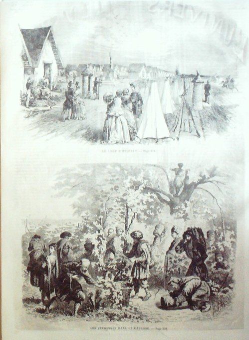 L'Univers illustré 1859 #  73 camp d'Helfaut Caucase vendanges Chine Pei-ho combat