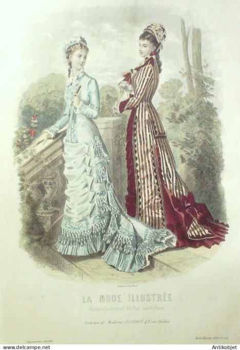 Gravure Mode illustree 1878 # 25 (Old Fashion plate)