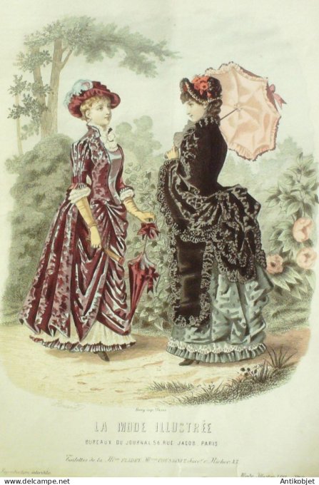 Gravure Mode illustree 1883 # 15 (Old Fashion plate)