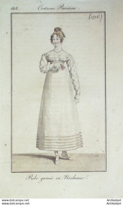 Costume Parisien 1818 # 1716 Robe garnie en rouleau