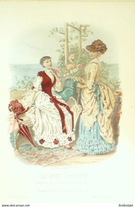 Gravure de mode La Mode illustrée 1883 n°26 (Maison Coussinet)