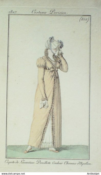Costume Parisien 1807 # 855 (eau forte) Douillette cheveux d'Apollon