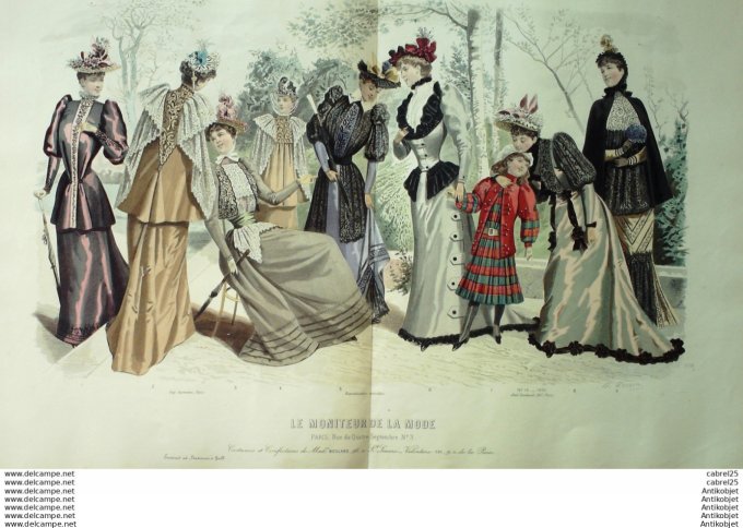 Gravure Mode Le Moniteur 1892 # 14 (Old Fashion plate)