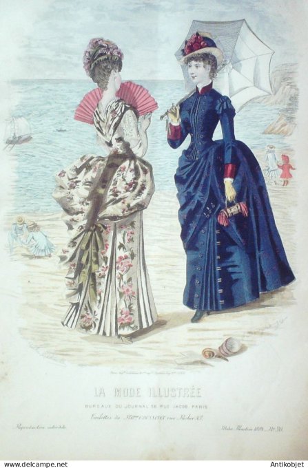 Gravure Mode illustree 1884 # 30 (Old Fashion plate)