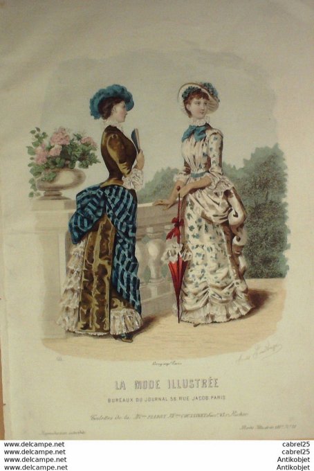 Gravure de mode La Mode illustrée 1882 n°18 (Maison Coussinet Fladry)