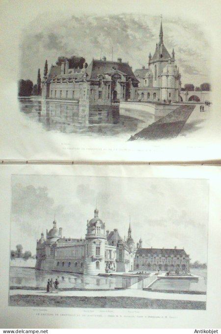Le Monde illustré 1886 n°1549 Chantilly (60) Château vues diverses