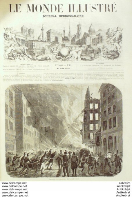 Le Monde illustré 1858 n° 61 Portugal Lisbonne Fontainebleau (77) Hallali Tunisie Tunis Vincennes (9
