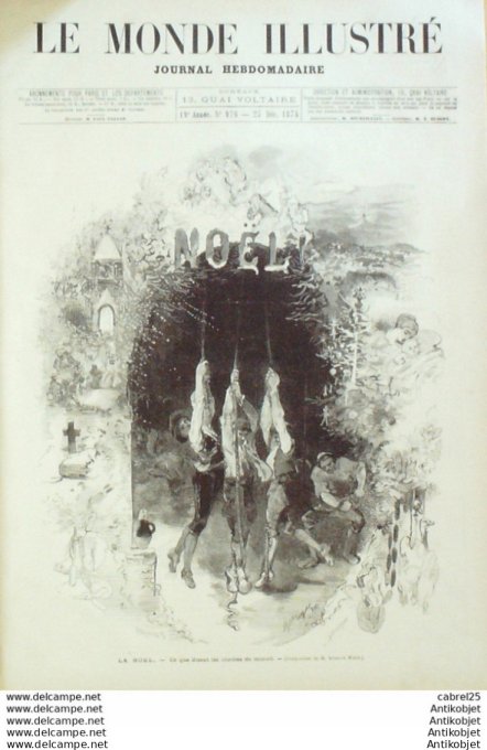 Le Monde illustré 1875 n°976 Strasbourg (67) Ribeauville (68) Inde Baroda Poonah Parbutty Cortège De