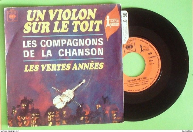 Les Compagnons de la chanson 45T SP Un violon sur le toit 1967 (languette)