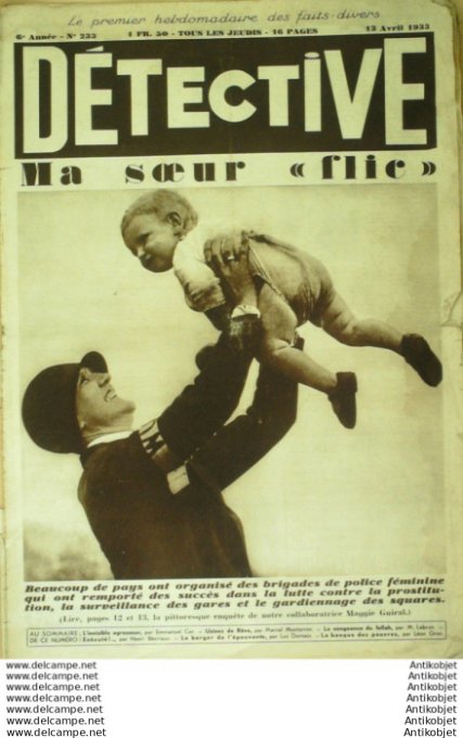 Détective 1933 # 233 Avignon Lyon Paris Cologne Espagne Lesaca