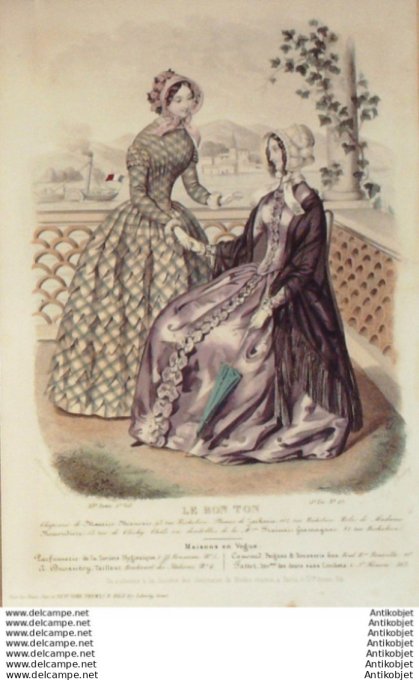 Gravure Mode Le Bon Ton 1847 14 # 25 (aquarelle old fashion plate)