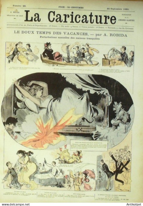La Caricature 1880 #  39 Temps des vacances Robida Chasse et chasseurs Gino Trock