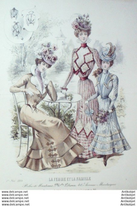 Gravure Mode La Femme & La Famille 1899 # 05 (Old Fashion plate)